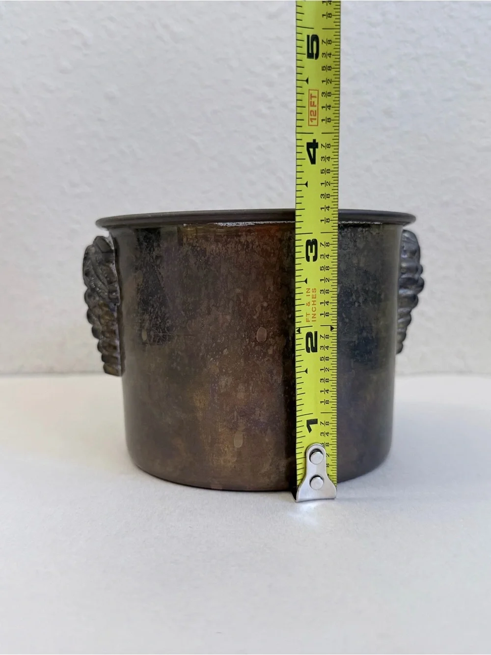 Antique Brass Bronze Cachepot Decorative Vessel Grape Motif Handles c.1900